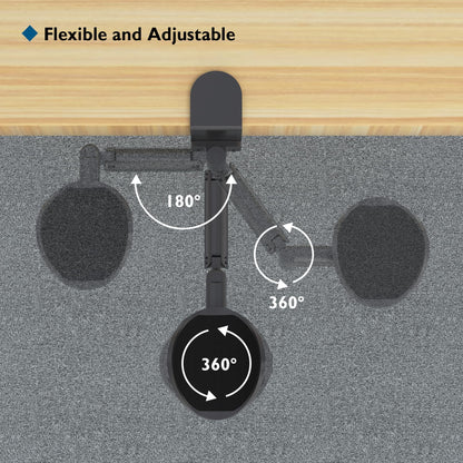 BONTEC Adjustable Arm Rest for Desk, Ergonomic Elbow Rest Pad, 360° Rotating & Extendable Desk Arm Support, Durable Aluminum, Keyboard & Computer Arm Rest Pad, Office & Gaming Desk Accessories