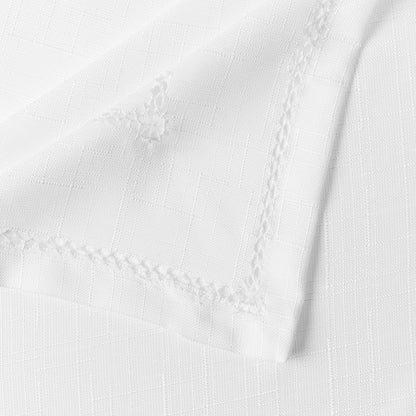 Hem Stitch Embroidered Vintage Design Tablecloth White 60" by 84" Oblong/Rectangle