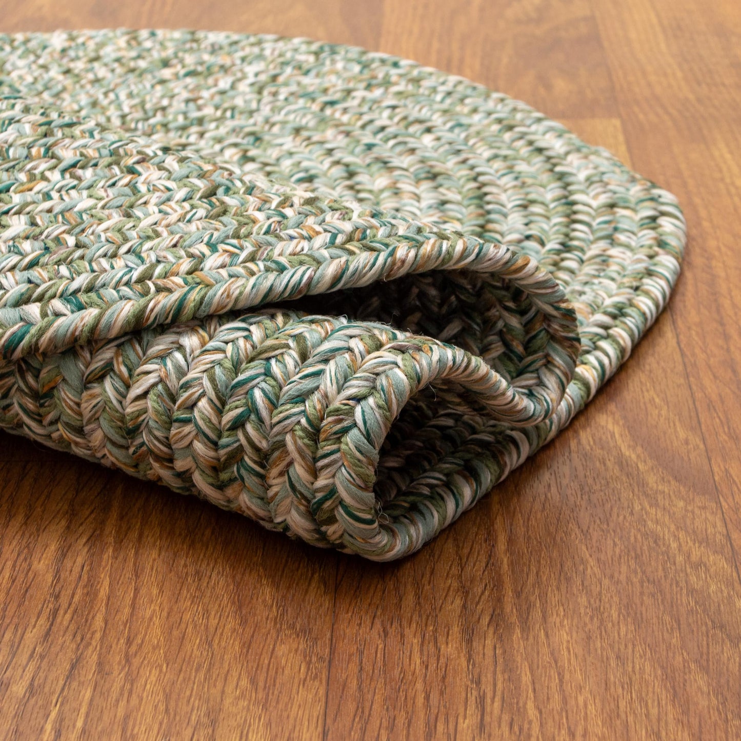 Super Area Rugs Rustic Farmhouse Living Indoor/Outdoor Reversible Braided Rug - Made in USA - Green Mix 2' X 3' Oval