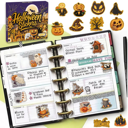 200 PCS Halloween Stickers, Pumpkin Sticker, Non-Repeating Vinyl Waterproof Holiday Party Stickers for Kids & Adults, Halloween Party Favors, Trick or Treat Crafts & Gifts