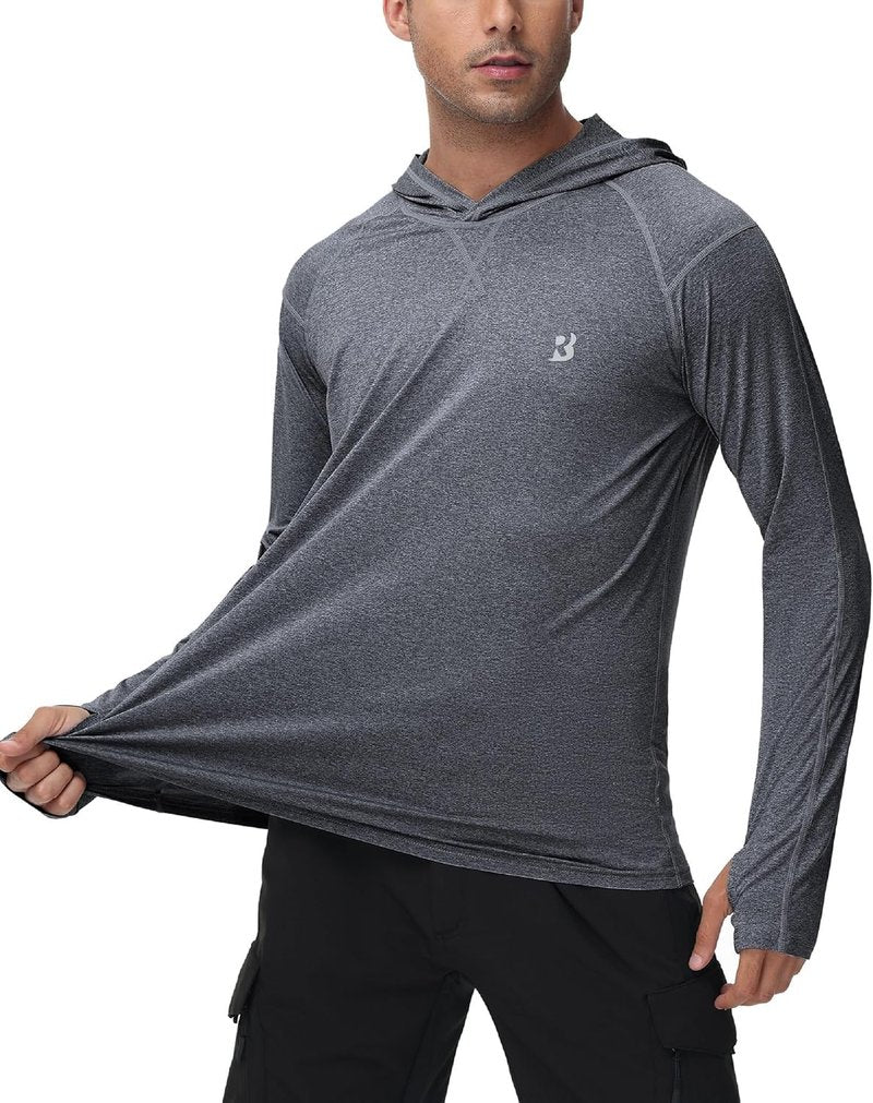 UPF 50+ Fishing Shirt for Men - Long Sleeve UV Sun Hoodie | Ideal for Hiking, Running & Athletic Workouts