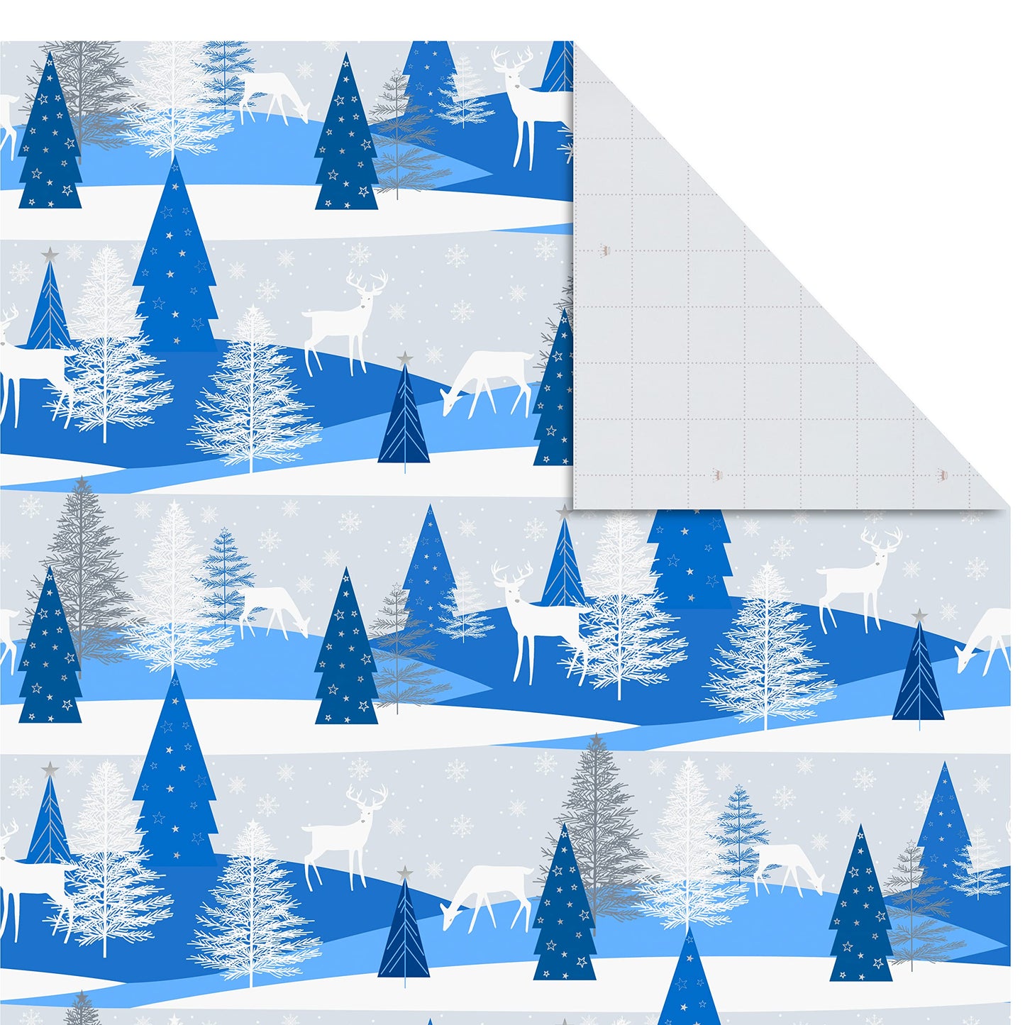 Hallmark Christmas Flat Wrapping Paper Sheets with Gift Tag Seals - Snowflakes, Deer, Tartan Plaid Gift Wrap Paper (12 Sheets, 16 Gift Tag Stickers) for Holiday Parties, Hanukkah, Winter Weddings