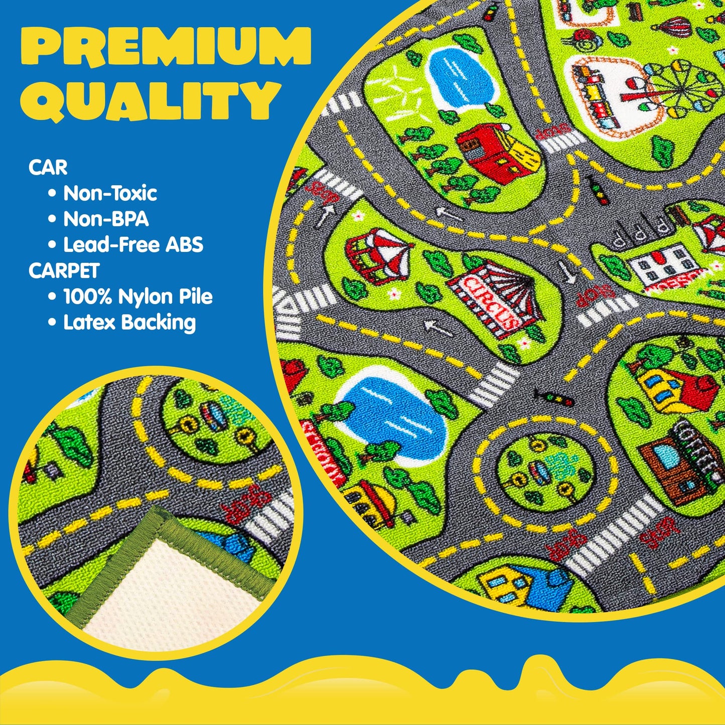 JOYIN Kids Toy Rug Gift Set-City Playmat with Road Tracks & 12 Vehicles,Educational Carpet for Boys Girls,City Pretend Play,Durable Playroom Toy Mat for Kids,148x80cm