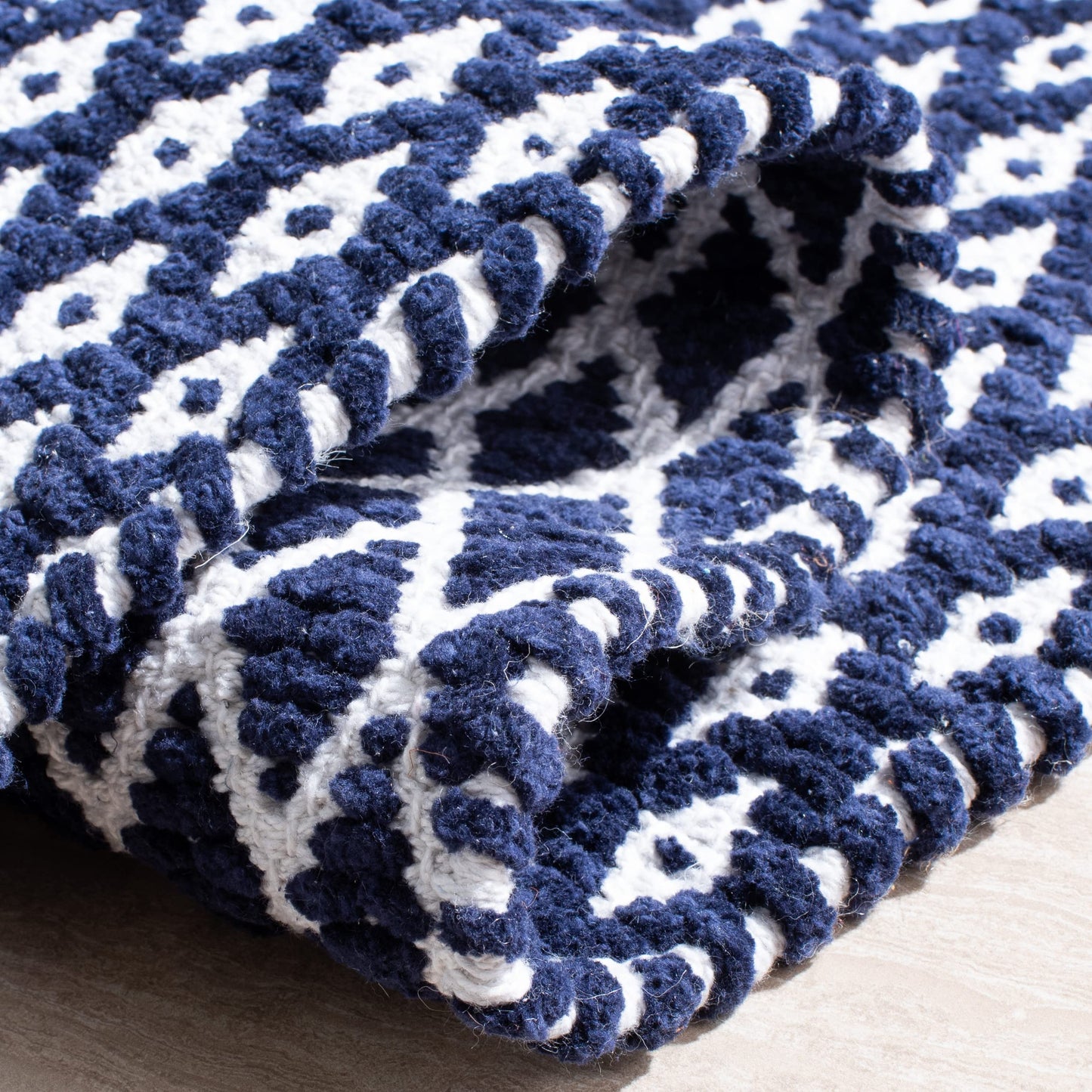 SAFAVIEH Boston Collection 3' x 5' Navy BOS685D Handmade Flatweave Cotton Area Rug