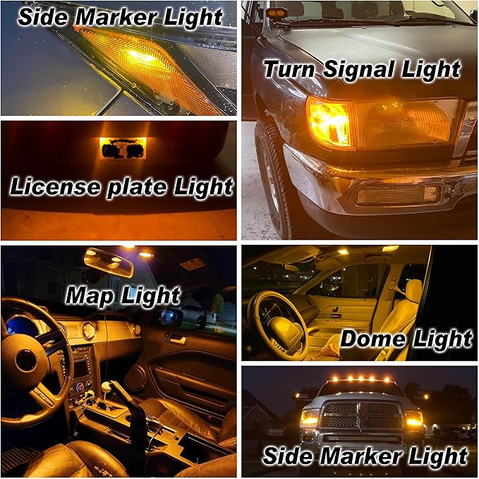 921 194 912 922 T10 LED RV Interior Lights Bulbs Amber Yellow Bulbs Replacement for Camper Trailer Car Interior Dome Map Door Courtesy Dashboard Side Marker Lights, AC/DC 12-24 Volt, 2 Pack