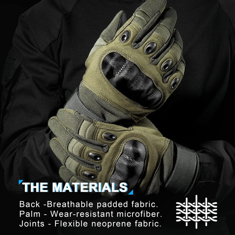 MVPTOO Touchscreen Padded Palm Gloves for Men Green X-Large
