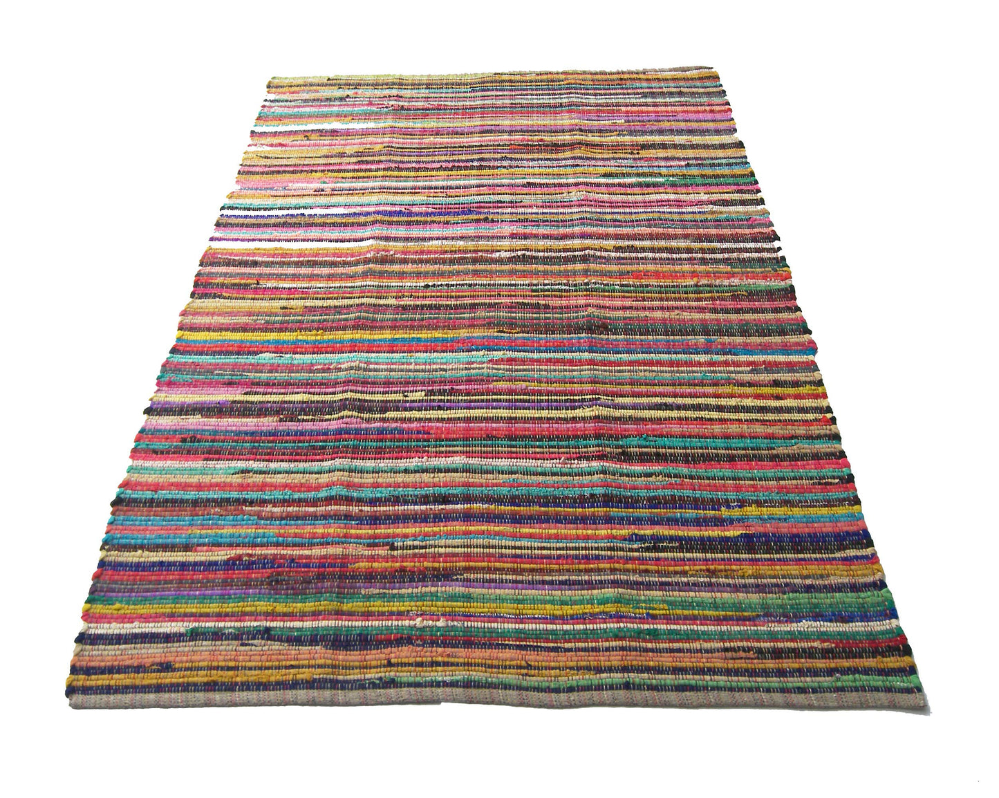 Chardin home - Eco Friendly 100% Recycled Cotton Colorful Chindi Area Rug – 8’x10’, Multi.