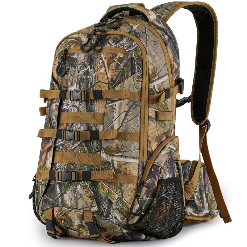 GoHimal Hunting Backpack with Bow Holder, 30L Water-proof Camo Daypack for Men, 600D Fabric Hunting Gear for Deer Bowhunting