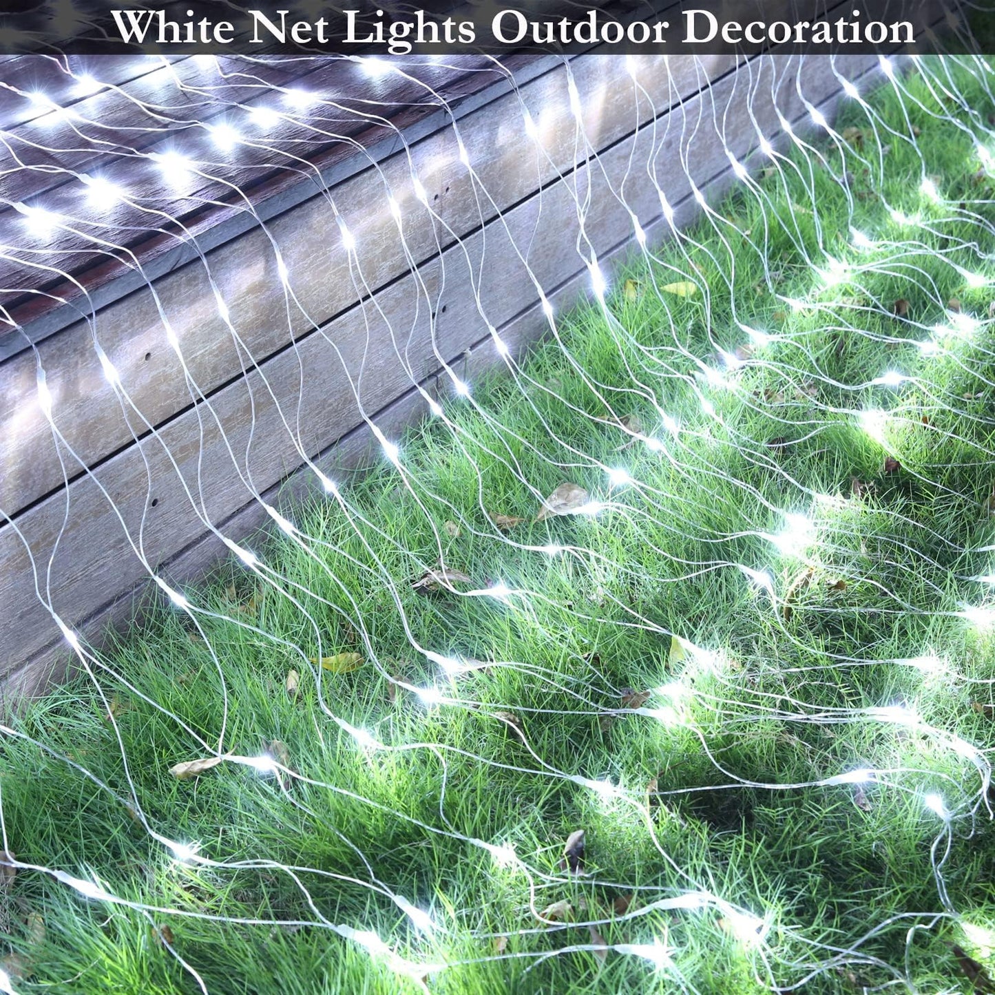 Joomer Christmas Net Lights - 12FT x 5FT 360 LED Plug-in Mesh Lights, Waterproof with 8 Modes, Timer, Connectable for Bushes, Trees, Garden, Outdoor Christmas Decor (Clear Wire, White)