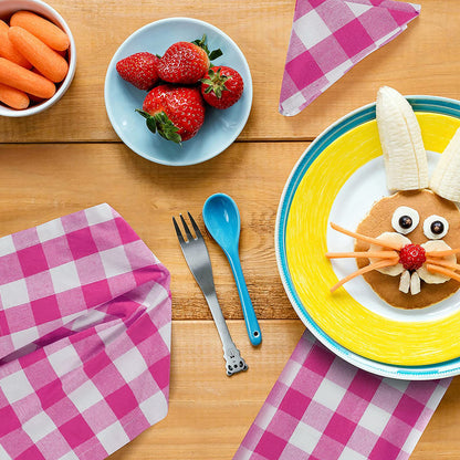 12Pack 100% Cotton Yarn Dyed Gingham Check Dinner Napkins 18x18Inch,Clambake Beach Party Nautical Dinner Napkins as Well, Color Pink/White