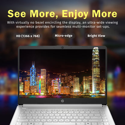 HP Stream 14" HD BrightView Laptop, Intel Celeron N150, 16GB RAM, 288GB Storage (128GB eMMC + 160GB Docking Station Set), Intel UHD Graphics, 720p Webcam, Wi-Fi, 1 Year Office 365, Win 11 S, Silver