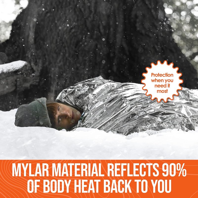 Emergency Survival Blankets - Mylar Thermal Blankets for Home, Camping & Hiking | 12 Pack, Compact & Lightweight