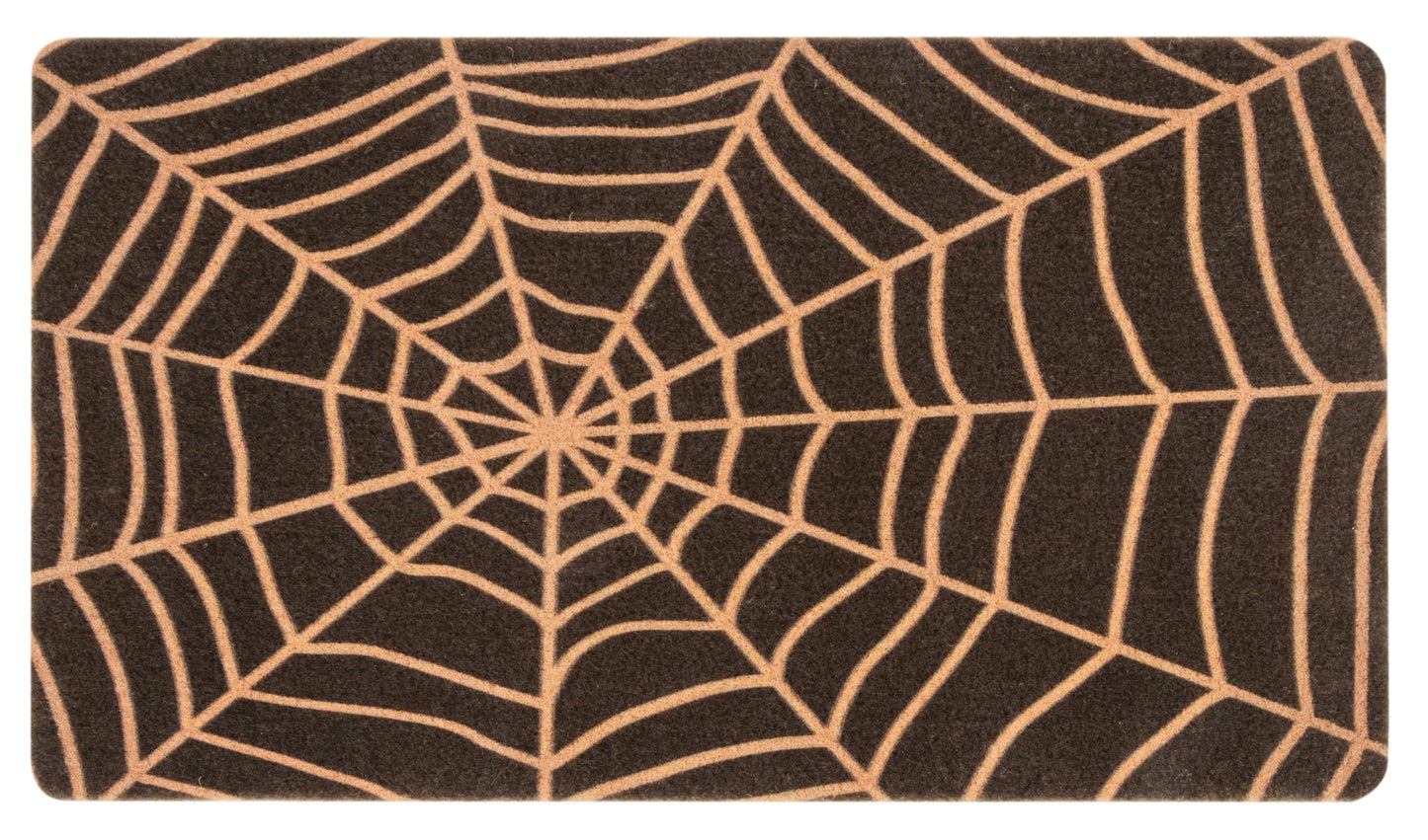 CaySep Spider Web Dark Coir Doormat - Non-Slip Welcome Door Mat Halloween Decor Mat 17x29 inch Indoor Mat (Ghost, 17''x29'')