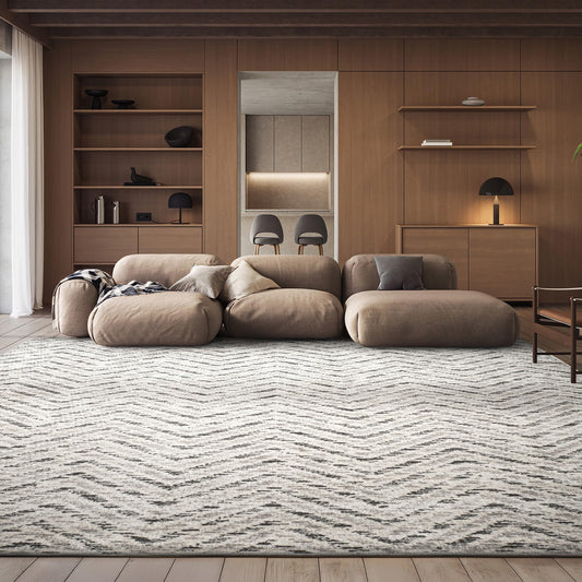 SAFAVIEH Area Rug 8x10 - Adirondack Collection - Large - Ivory & Charcoal, Chevron Pattern, Non-Shedding & Easy Cleaning, Ideal for Living Room, Bedroom, Office, Dining Space (ADR104N)