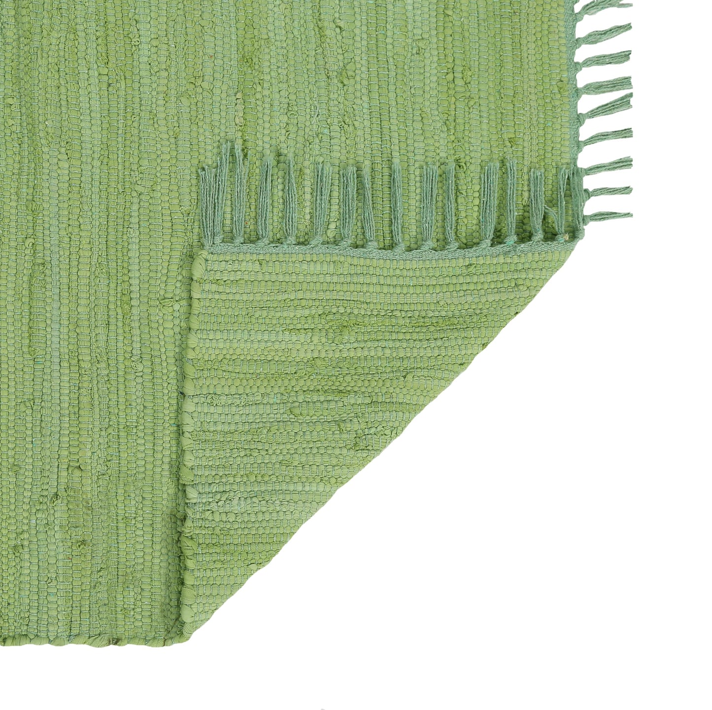 Cotton Rag Rug 24x36'' | 2x3' Multicolor Area Rug - Hand Woven, Washable & Reversible with Tassels - Perfect for Living Room, Kitchen, Entryway, or Bedroom (Solid Sage)
