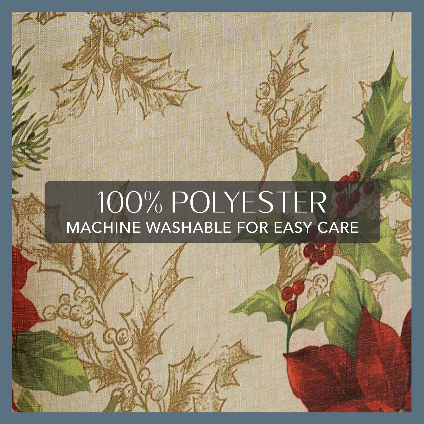 Elrene Home Fashions Festive Poinsettia Holiday Wrinkle Resistant Fabric Tablecloth, Multi, 60"x84" Rectangle