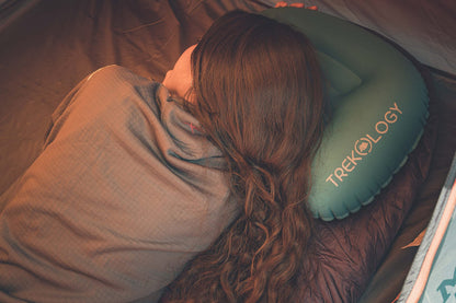 TREKOLOGY Ultralight Inflating Travel/Camping Pillows - Compressible, Compact, Inflatable, Comfortable, Ergonomic Pillow for Neck & Lumbar Support and a Good Night Sleep while Camp, Backpacking