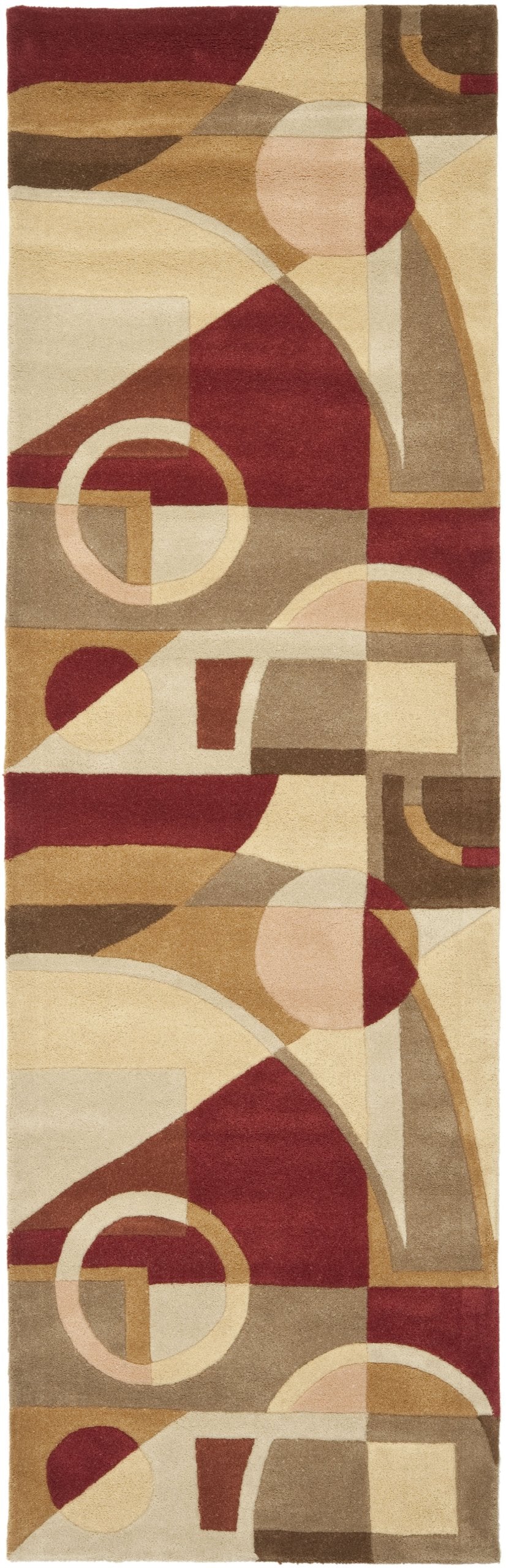 SAFAVIEH Rodeo Drive Collection Runner Rug - 2'6" x 8', Beige & Multi, Handmade Mid-Century Modern Abstract Wool, Ideal for High Traffic Areas in Living Room, Bedroom (RD845A)