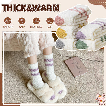 Velice Womens Fuzzy Socks Soft Cozy Fluffy Slipper Winter Socks Warm Plush Sleeping Christmas Socks (White)