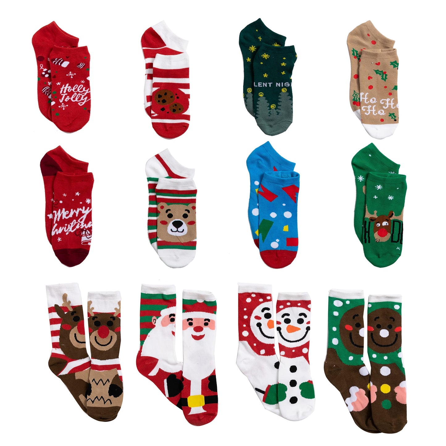 JOYIN 2025 Christmas Advent Calendar, 12 Days Christmas Warm Cotton Socks for Women Adults, Xmas Countdown Calendar with 8 Low Cut & 4 Knee High Socks, Xmas Party Favor Gifts