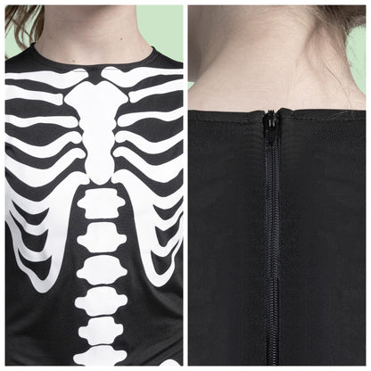 Spooktacular Creations Halloween Kids Skeleton Costume, Unisex Glow in the Dark Skeleton Jumpsuit with Gloves for Boys, Girls (Large(10-12 yrs))