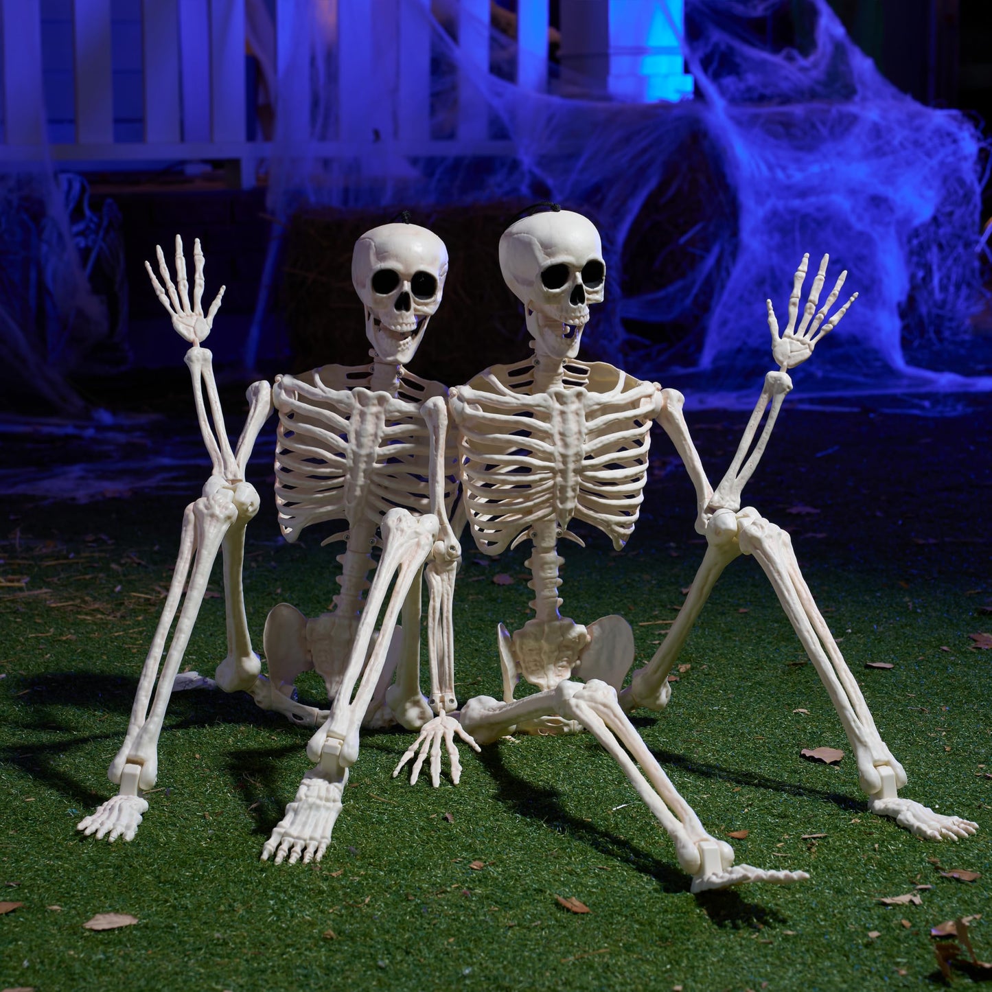 JOYIN 2PCS 36" Halloween Skeleton Decor, 3FT Full Body Stayable Movable Joints, Posable Hanging Skeletons for Halloween Decoration, Yard, Graveyard, Haunted House Props, Spooky Scene Party Favor