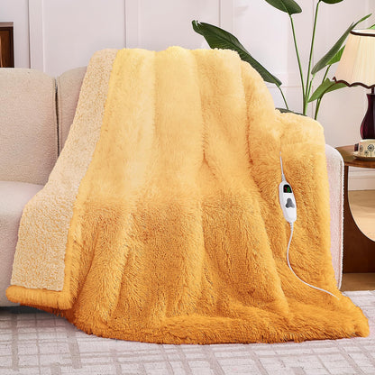 Heated Electric Blanket Throw,Warm Winter Birthday Gifts for Women Her Grandma-Faux Fur with Soft Sherpa,10 Heat Settings,5 Time Settings with Fast Heating, 50x60, Rainbow