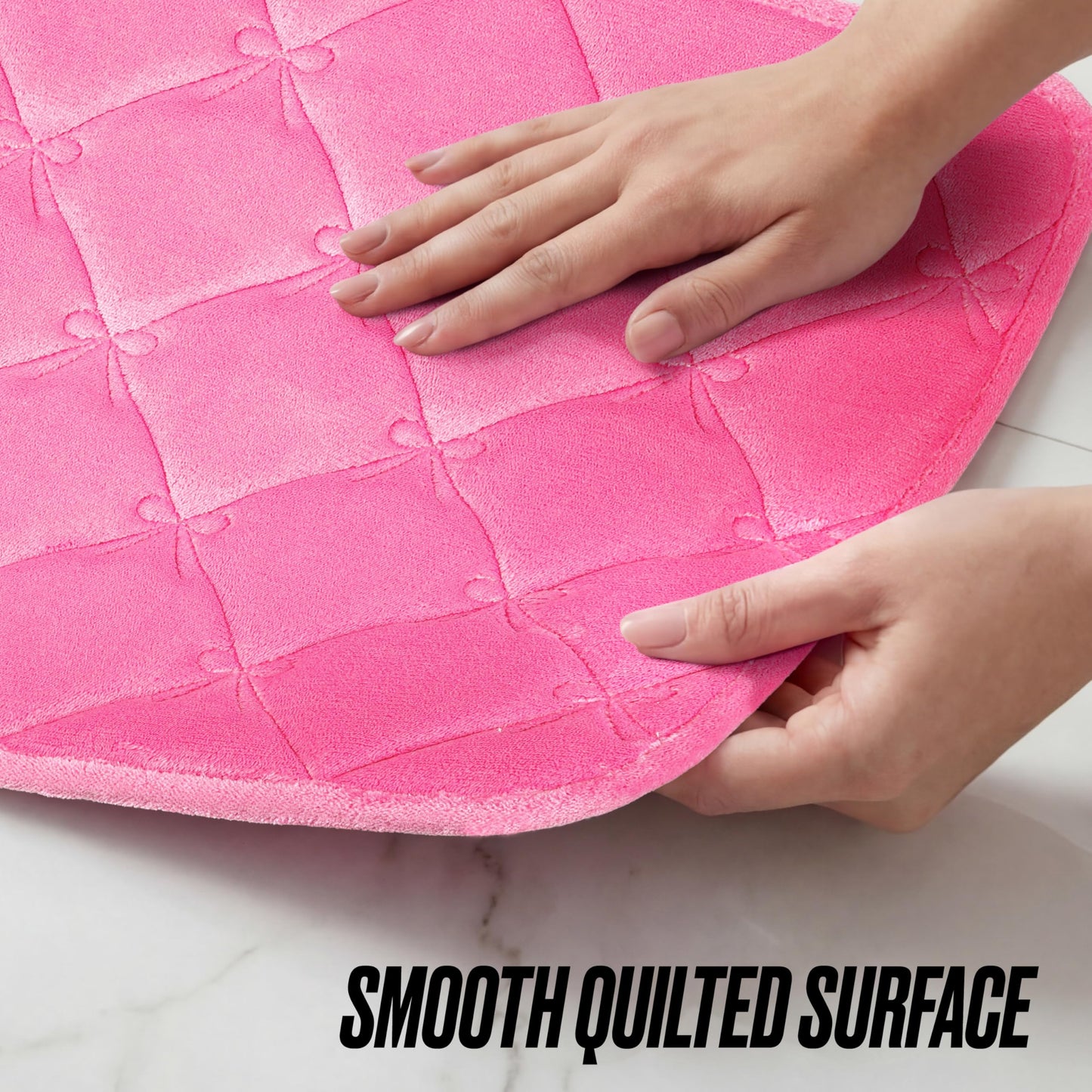 Juicy Couture Quilted 2-Piece Memory Foam Bath Mat Set 17" x 24" / 20" x 32" Mini Bows Lattice Hot Pink Skid-Resistant Bath Rug Set