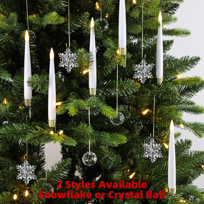 Sunjas Christmas Tree Candles with Magic Wand 12 Pack Flameless Candles for Christmas Tree Flickering Battery Operated LED Candle for Holiday Home Party Decor with Crystal Ball Hook