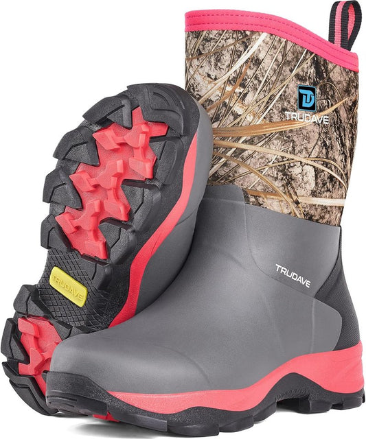 Rubber Rain Boots for Women - Neoprene Insulated, Anti-Slip Mid-Calf Waterproof | Sizes 6-11