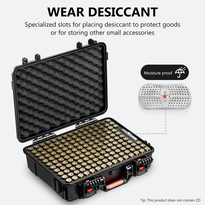 Kinghardcase 150 Round 12 Gauge Ammo Case, Sealed Shotgun Shell Storage Case with Desiccant Canister, Compatible with 12GA, 20GA, 16GA, 10GA and 8GA Shotgun Shells