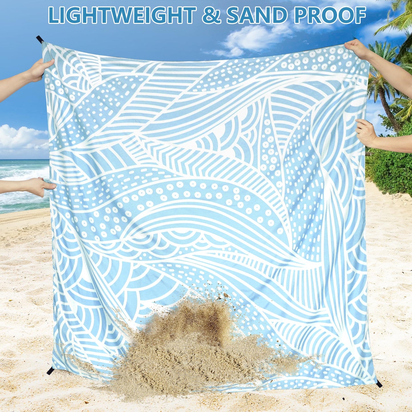 HIHOHO Beach Blanket Waterproof Sandproof Extra Large Beach Mat 79" X 83"/120"x108"for 1-8 Adults Quick Drying Durable Outdoor Picnic Mat for Beach Travel Camping Hiking