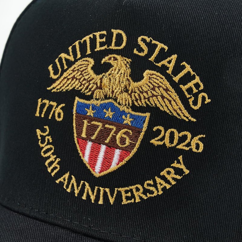 United States 250th Anniversary Baseball Hat,1776-2026 Patriotic Embroidered Adjustable Cap for Men & Women (Black)