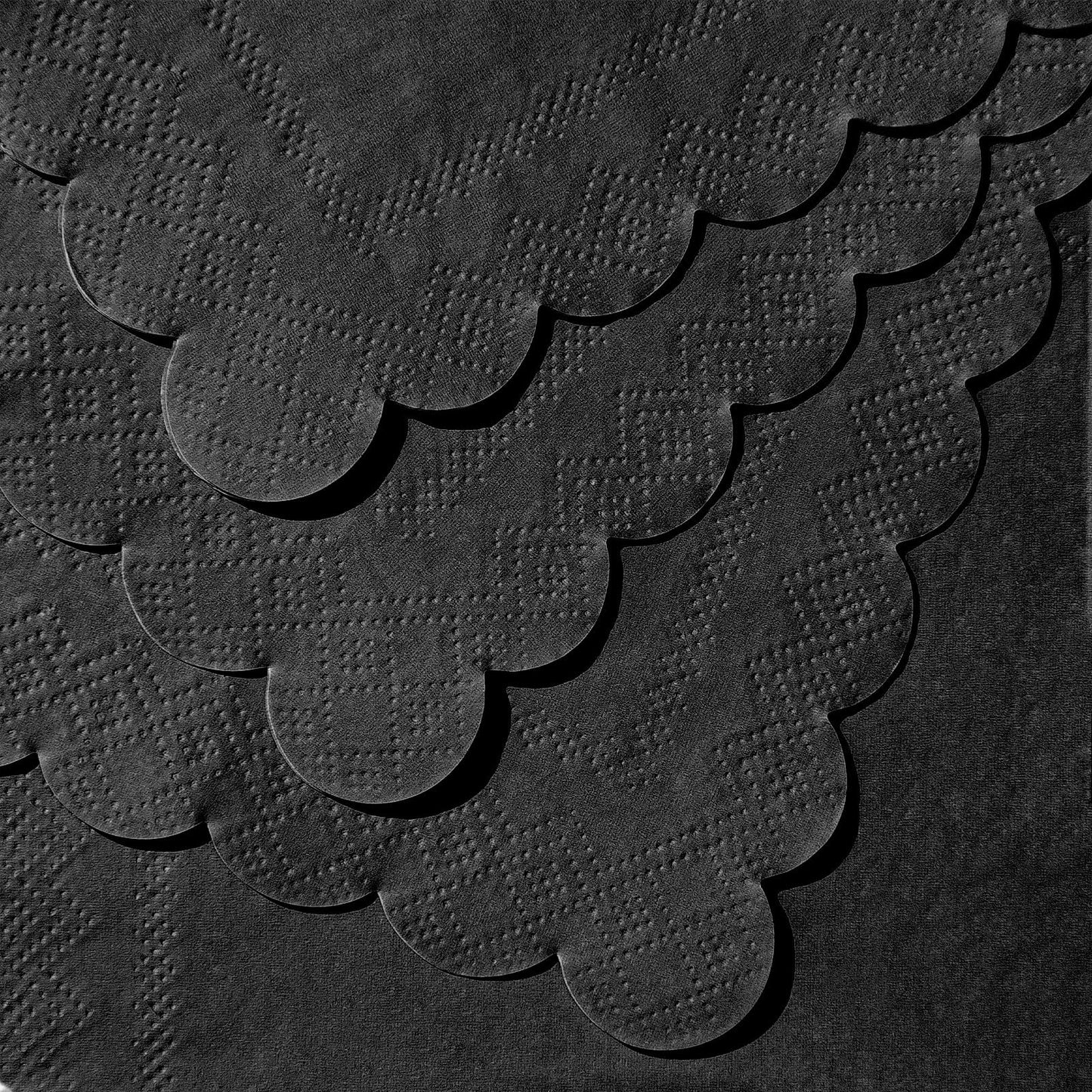 NatNarr 120 Pcs Cocktail Napkins Black Halloween Napkins Disposable Scalloped Bar Napkin Beverage Dessert Napkin for Halloween, Birthday, Coffee, Bar, Kitchen, 5 x 5 Inch