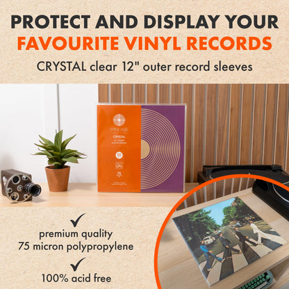 50x 12 Inch Standard Outer Vinyl Record Sleeves | Crystal Clear Covers for Single Double Albums & LPs | Acid-Free Protective Plastic Sleeves | Clean & Crisp Polypropylene