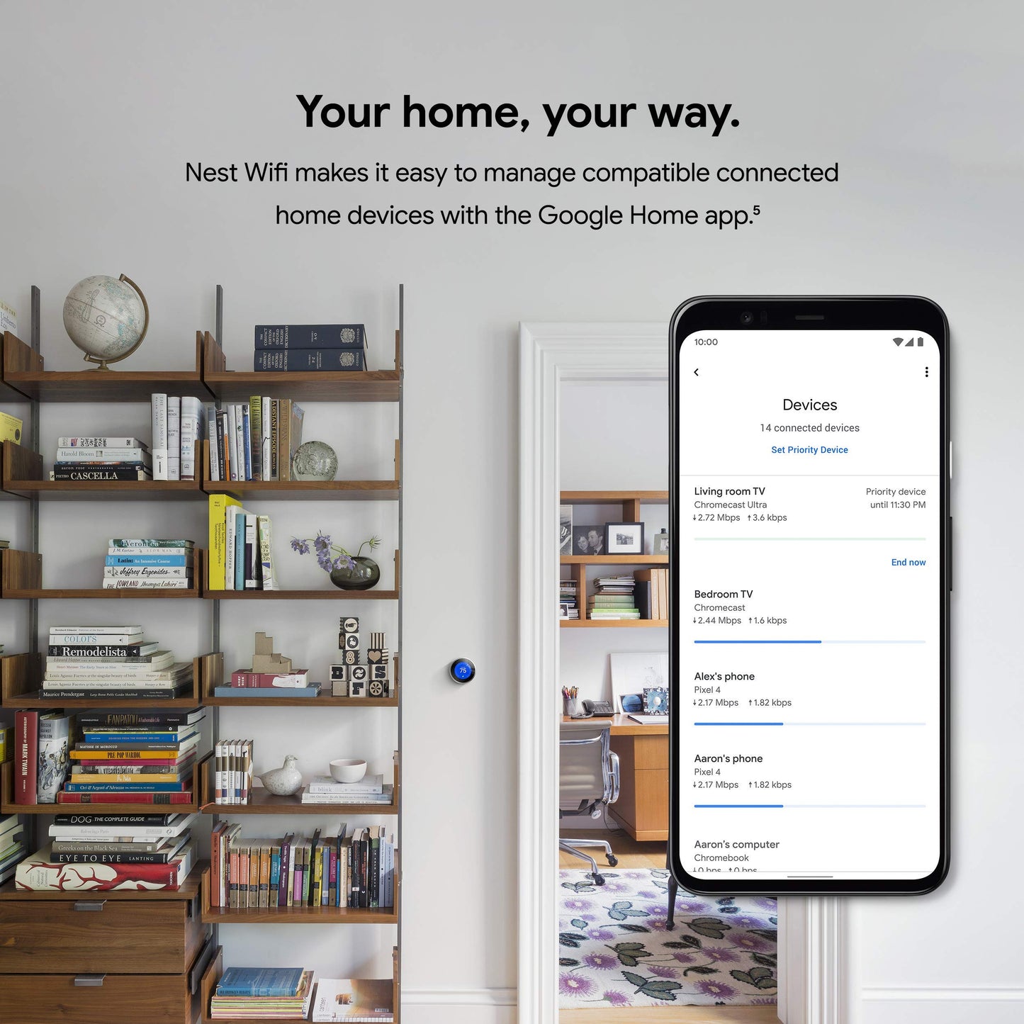Google Nest WiFi Router 4x4 AC2200 Mesh Wi-Fi Router with 2200 sq ft Coverage (Renewed)