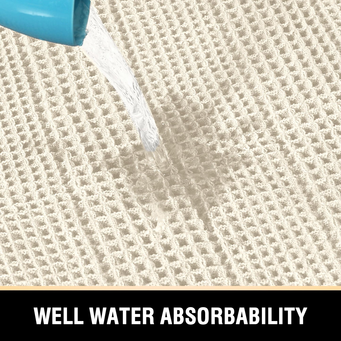 H.VERSAILTEX Upgraded Waffle Runner Rug Super Absorbent Non Slip Bath Rugs for Beside Tub, 24" x 72", Ivory