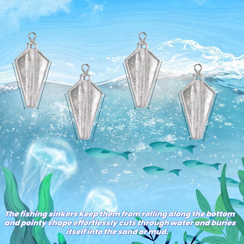 Magnoloran 8PCS Fishing Weights Sinkers, Bank Fishing Sinkers Four Corner Catfishing Sinkers Saltwater Surf Fishing Weights Lead Sinkers Torpedo Weights Pyramid Sinkers-1.4oz(40g)
