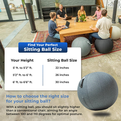 Backerz Balance Ball Chair for Office & Home - Ergonomic Exercise Ball for Posture & Back Pain Relief, Yoga Ball Chair - Sitting Ball with Washable Linen Cover
