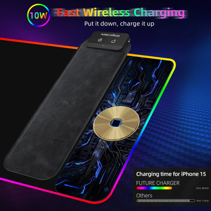 Gaming Mouse Pad, Wireless Charging Mouse Pad Gaming, 31.5"x11.8" Large RGB Desk Mat for Laptop/Computer/Keyboard, 9 Light Modes, Waterproof Smooth Surface, Non-Slip Base, Black