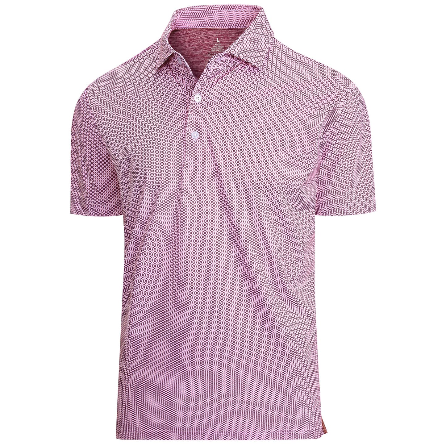Esabel.C Mens Golf Shirts Print Moisture Wicking Short Sleeve Performance Dry Fit Stretch Active Polo Shirts for Men,Burgundy,XL