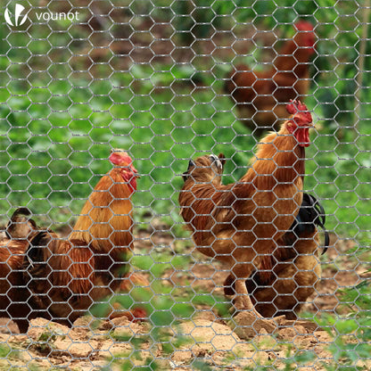 VOUNOT Chicken Wire Mesh Roll, PVC Coated Hexagonal Wire Mesh Fencing, Wire Poultry Netting, 1m x 25m, Hole Size: 13mm, Grey