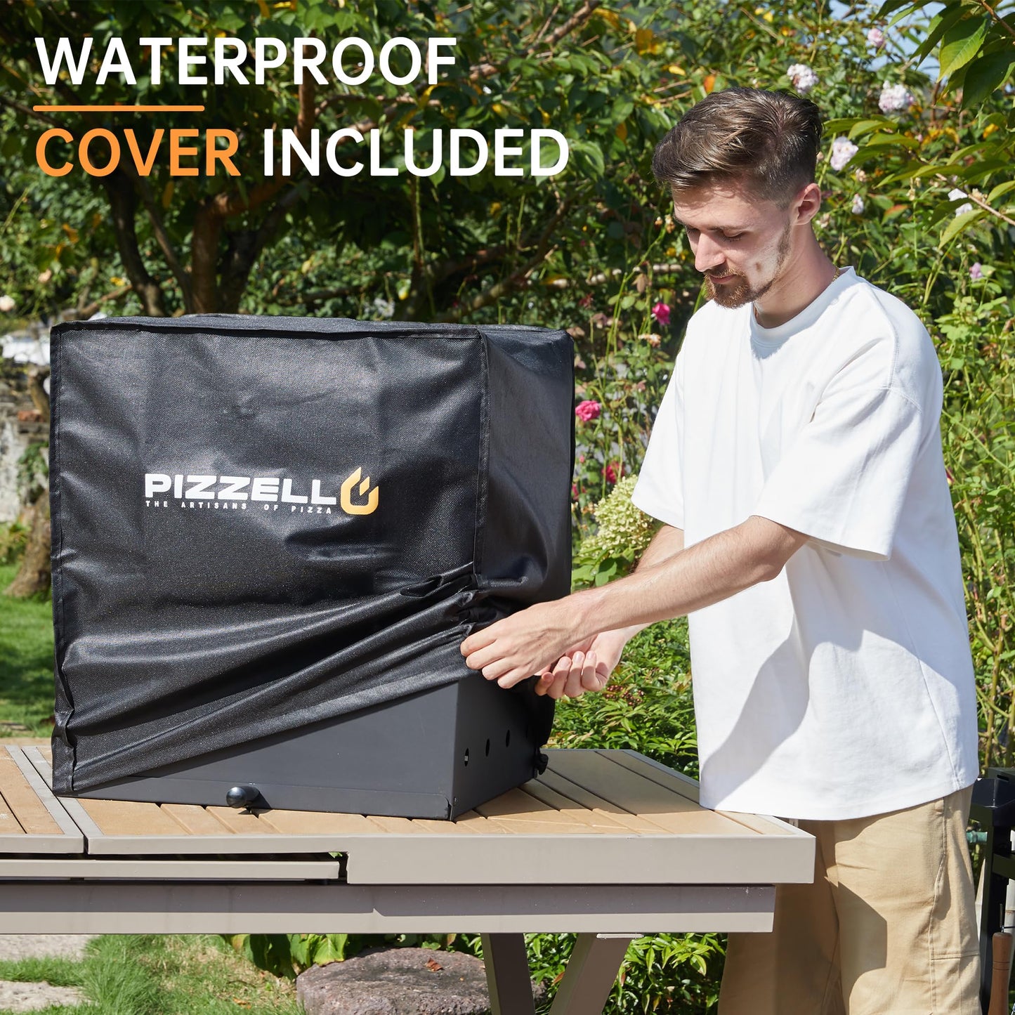 PIZZELLO Outdoor Pizza Oven Large 4-in-1 Wood Fired Outside Oven 2-Layer Detachable Pizza Maker with Pizza Stone, Pizza Peel, Cover, Cutter, BBQ Grill Grate, Pizzello Gusto 16"