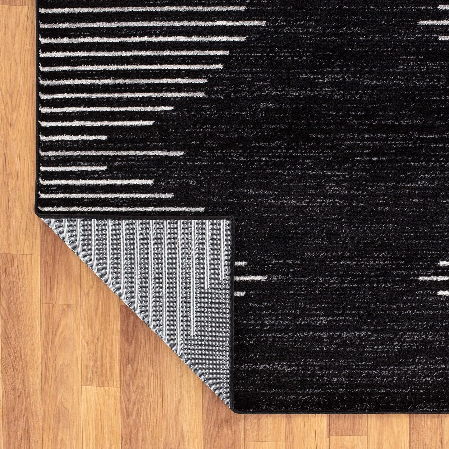 Rugshop Bohemian Stripe Stain Resistant High Traffic Living Room Kitchen Bedroom Dining Home Office Area Rug 3'3" x 5' Black
