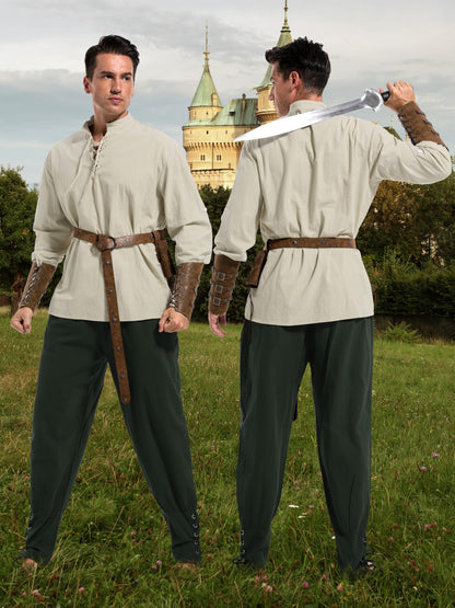 FancyFun Renaissance Costume Men, Medieval Costume Men Renaissance Outfit Viking Shirt Pants Halloween Belt Accessories