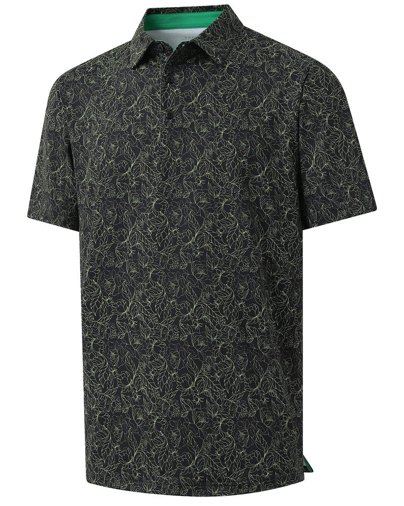 YAMXDM Golf Polo Shirts for Men - Print Moisture Wicking Quick Dry Polo Shirts for Men, Short Sleeve Collared Polo Shirts for Golf Tennis Casual Wear