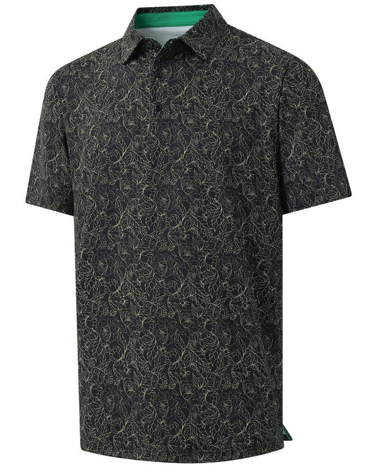 YAMXDM Golf Polo Shirts for Men - Print Moisture Wicking Quick Dry Polo Shirts for Men, Short Sleeve Collared Polo Shirts for Golf Tennis Casual Wear