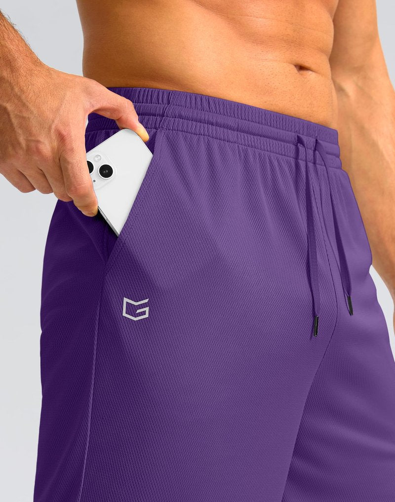 Men's Athletic Shorts with Pockets 9" / 11" Long Basketball Shorts Lightweight Quick Dry Gym Workout Shorts for Men(Purple,M)