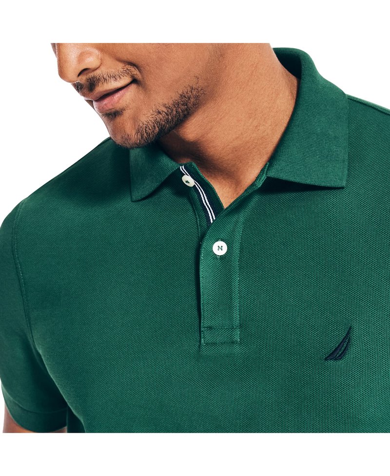 Nautica Mens Classic Short Sleeve Solid Polo Shirt, Tidal Green, Large US