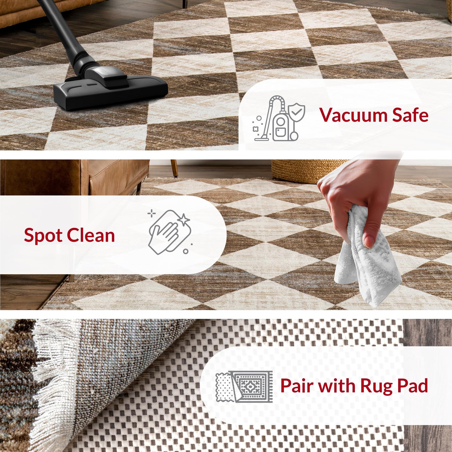 Nuloom Fringed Performance Meline Beige/Blue/Ivory, 5' x 7'10", Checkered, Soft and Cozy, High Traffic, Stain Resistant, Easy Clean, Durable Area Rug for Bedroom, Living Room, Dining, Den, Foyer
